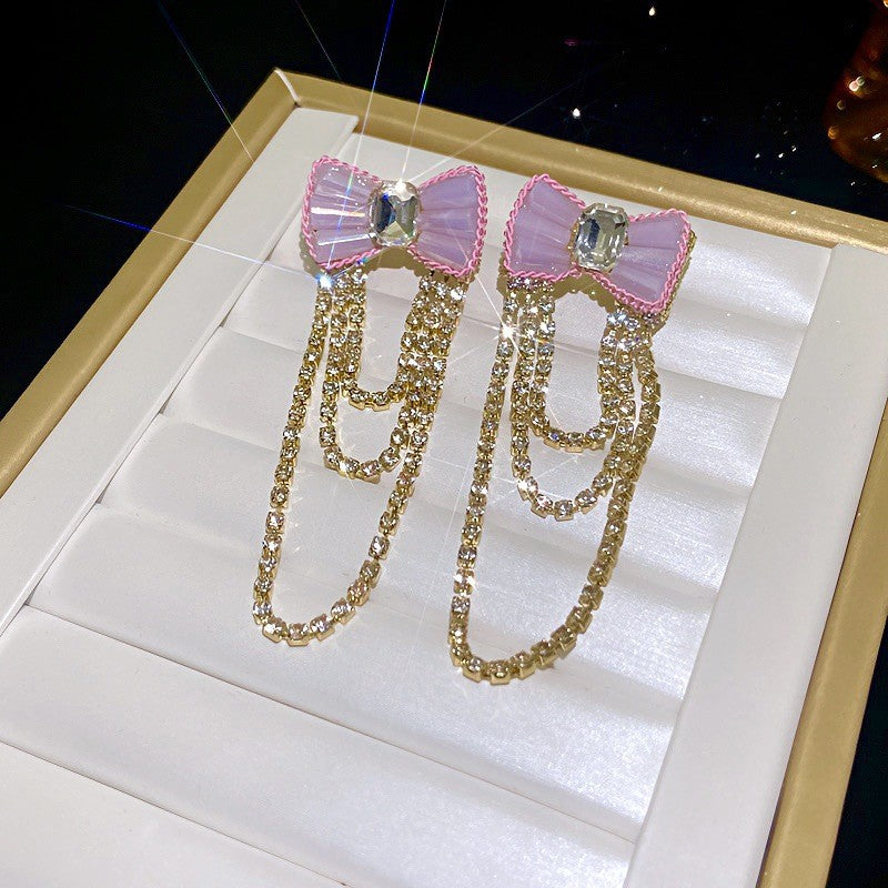 Fashion Zirconia Micro Inlaid Zircon Long Earrings