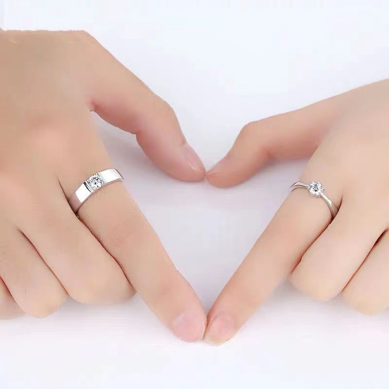 Women's & Men's Crown Zircon Couple Opening Wedding Simulation Rings