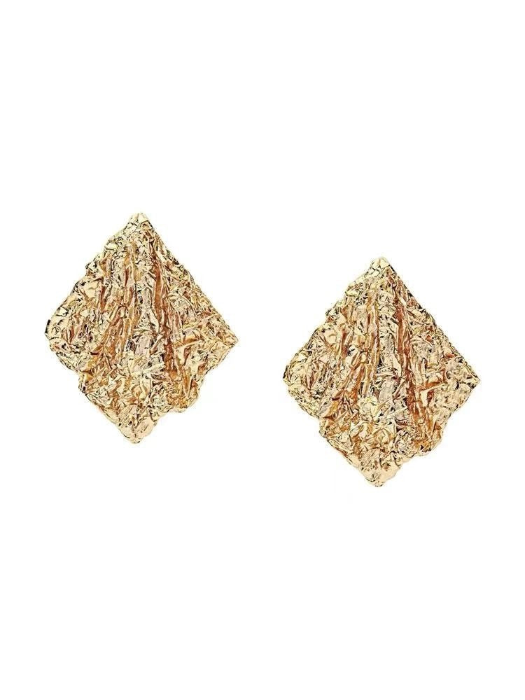 Women's Tin Foil Pleated Fashionable Irregular Elegant Earrings