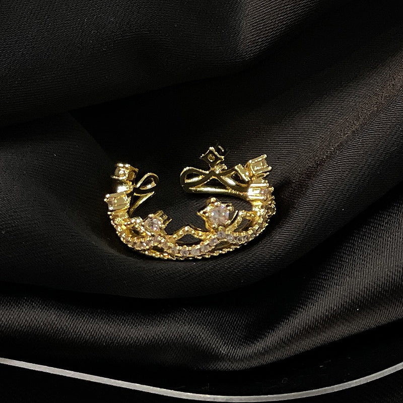 Golden Antique Style Series Cold High Sense French Simplicity Rings