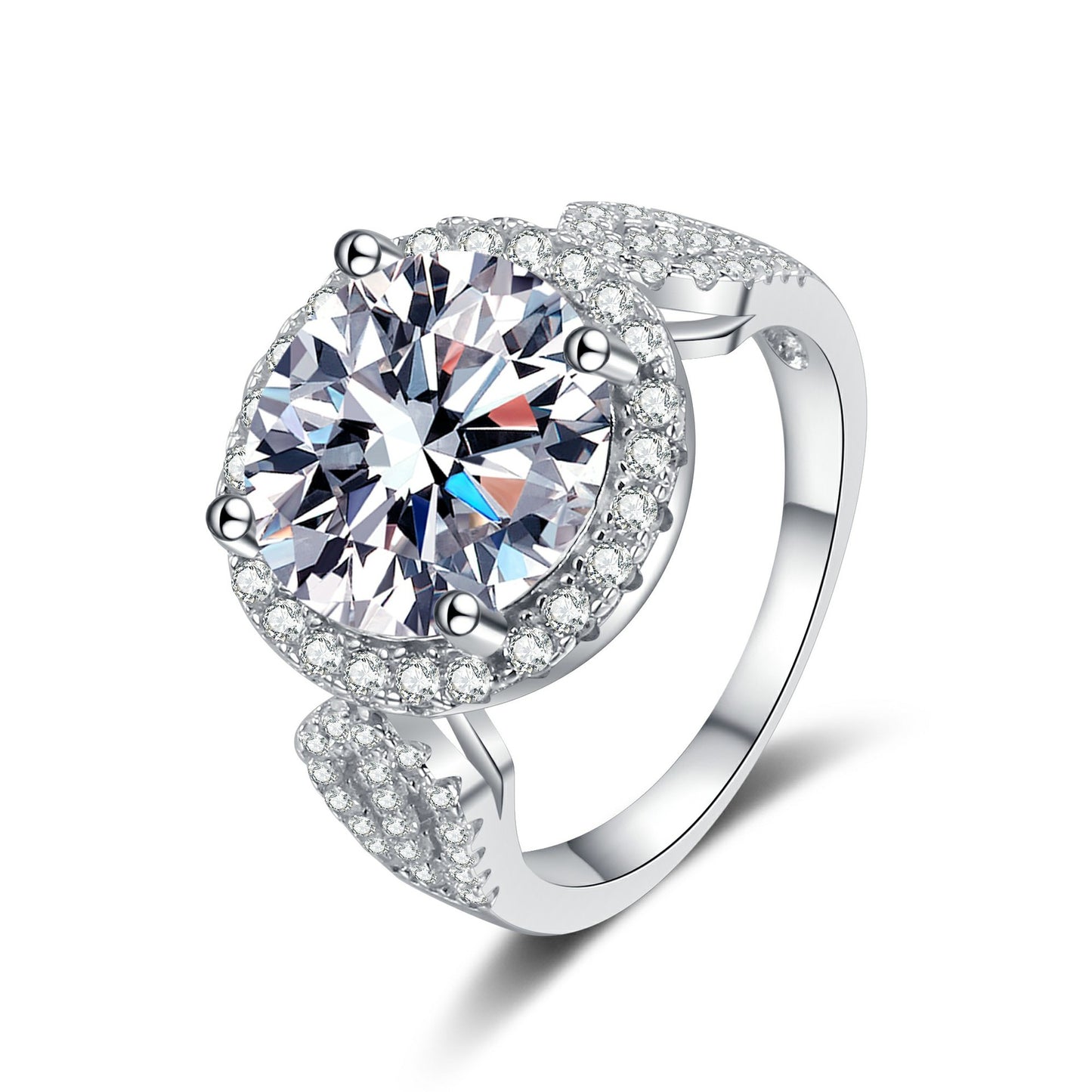 Women's Sier Karat Round Bag Moissanite Elegant Rings