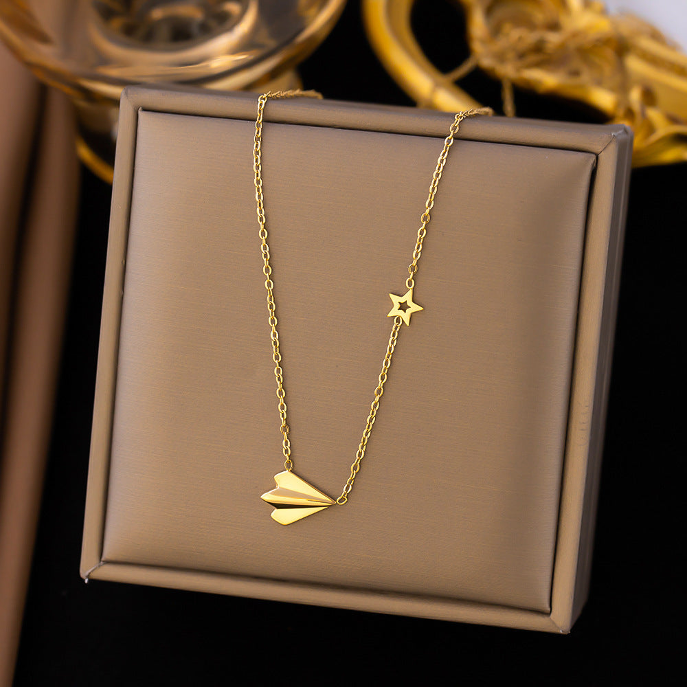 Women's Butterfly Bead Love Plane Rose Letter Square Necklaces