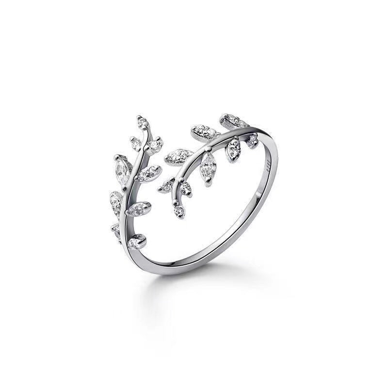 Female Korean Style Fresh Leaves Open Rings
