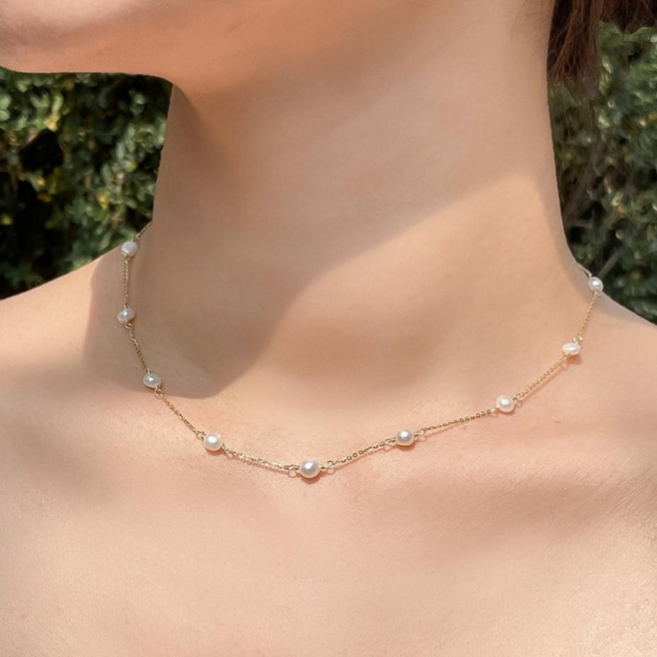 Korean Style Sterling Sier Pearl Bead Necklaces