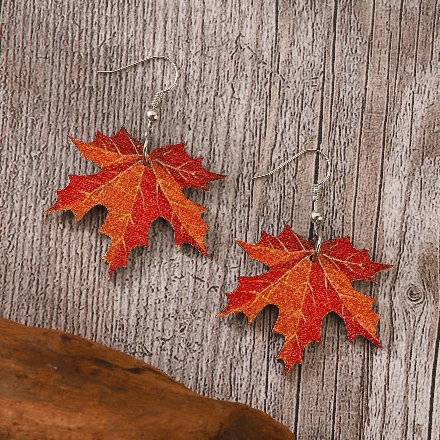 Texture Sense Maple Leaf Female Red Rings