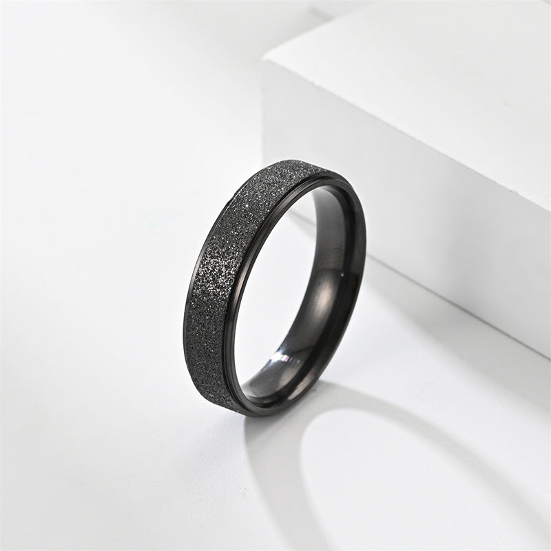 Step Stainless Steel Frosted Female Korean Fashion Couple Rings