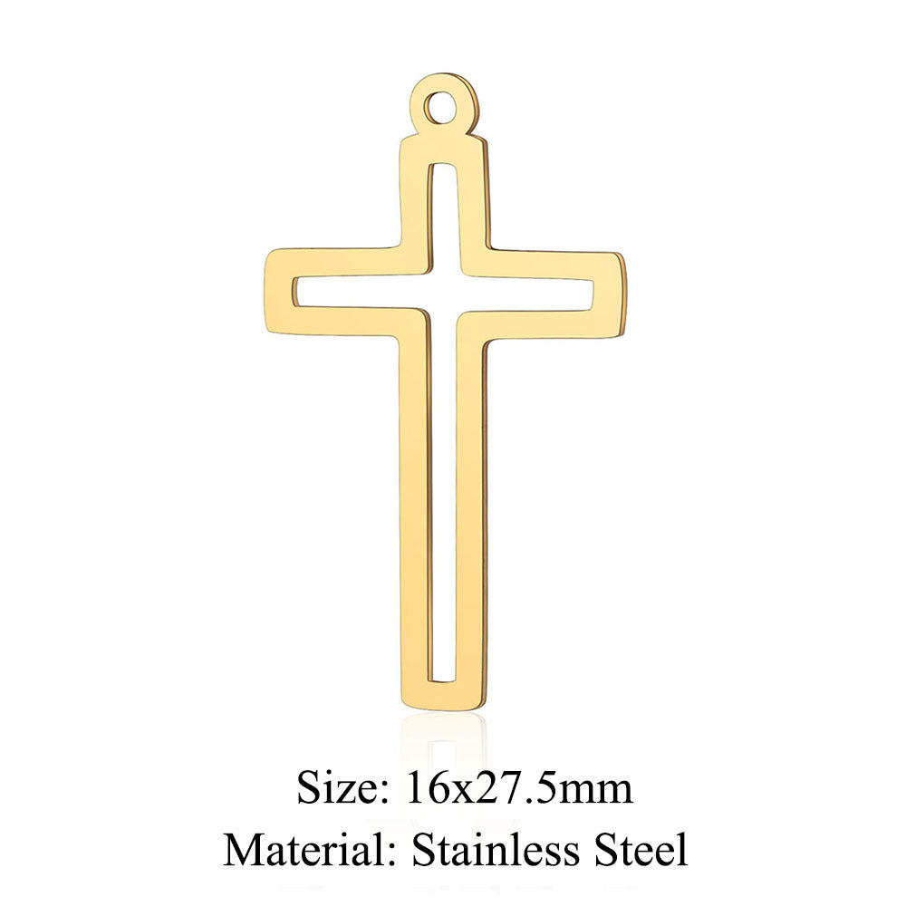 Titanium Steel Hollow Cross Crown Holy Device Pendants