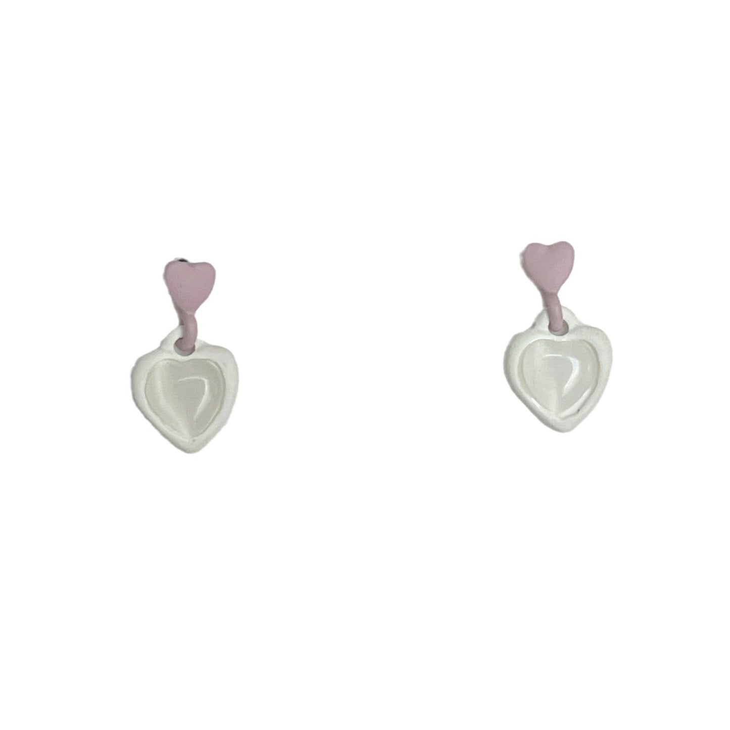 Colored Loving Heart Imitation Opal Ear Female Summer Earrings