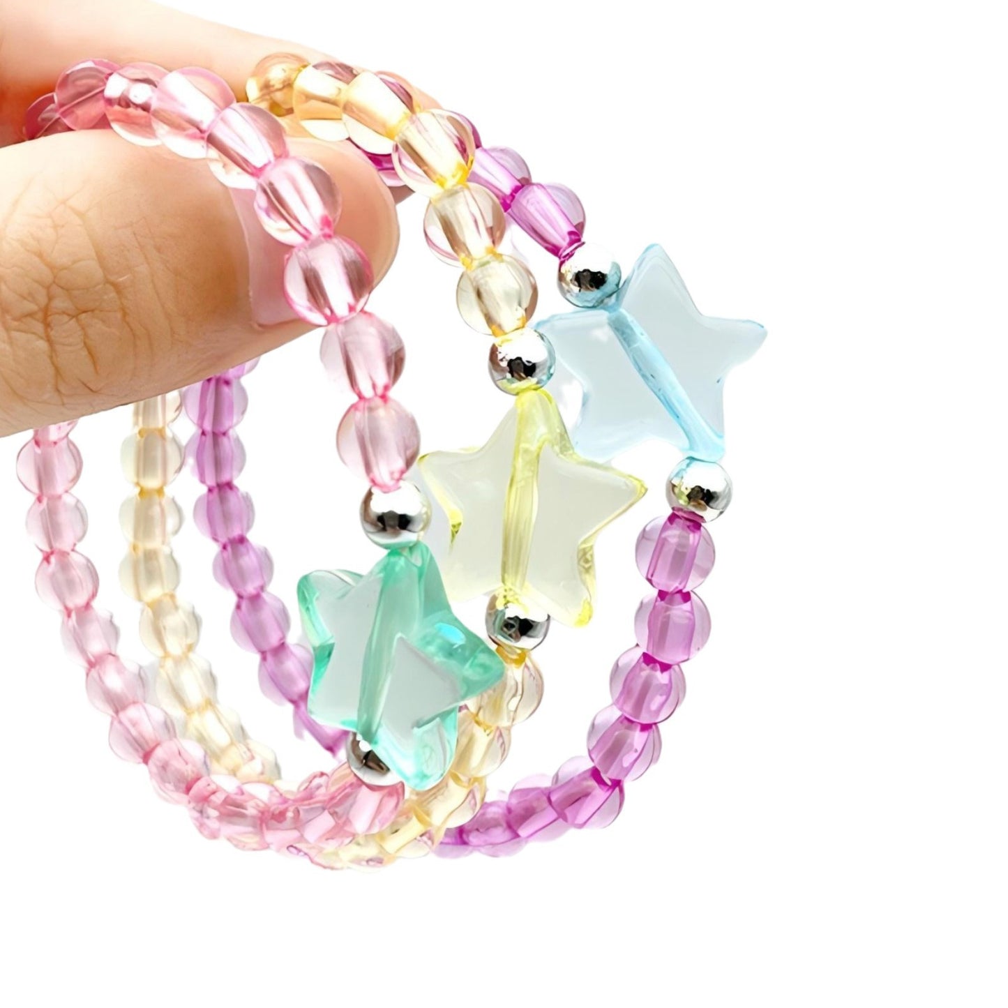 Children's Ornaments Colorful Starfish Beaded Crystal Acrylic Bracelets