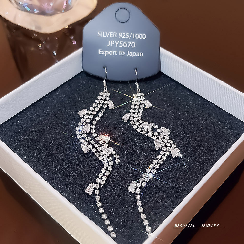 Women's Zircon Tassel High-grade Light Luxury Delicate Earrings