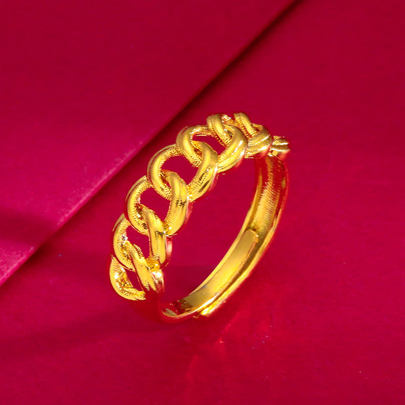 Women's Placer Gold Open Coin Female Flower Live Rings