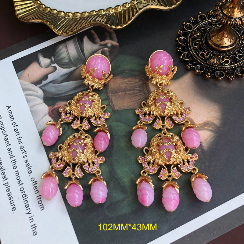 Pink Ear Clip Electroplated Real Gold Earrings