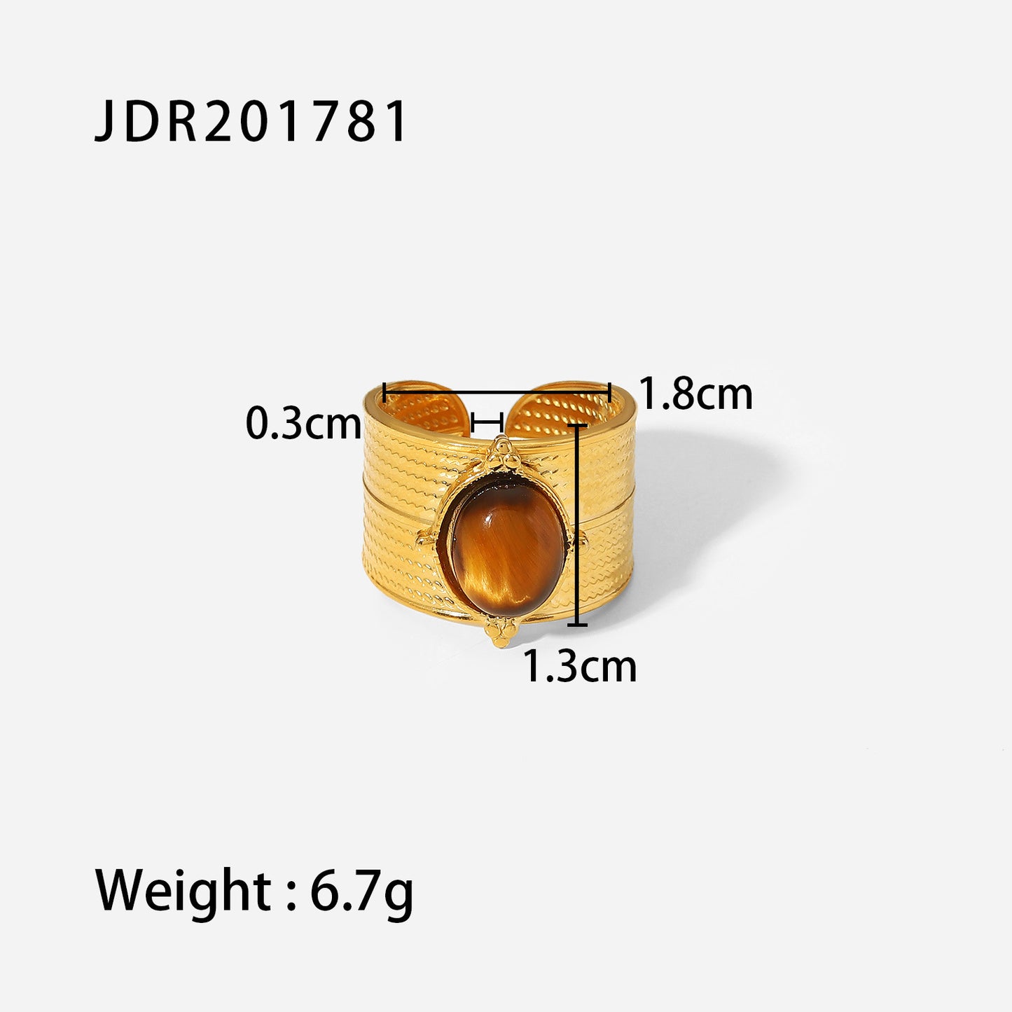 French Retro Stainless Steel Open Natural Stone Drop Rings
