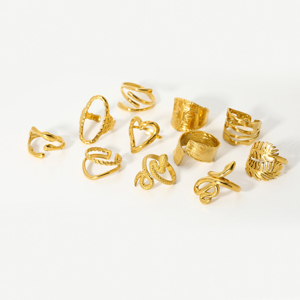 Titanium Steel Gold-plated Geometric Advanced Stainless Rings