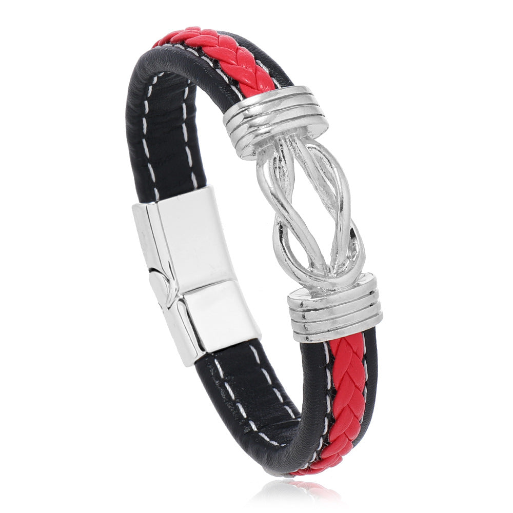 Men's Alloy Accessories Authentic Leather Weave Low Bracelets