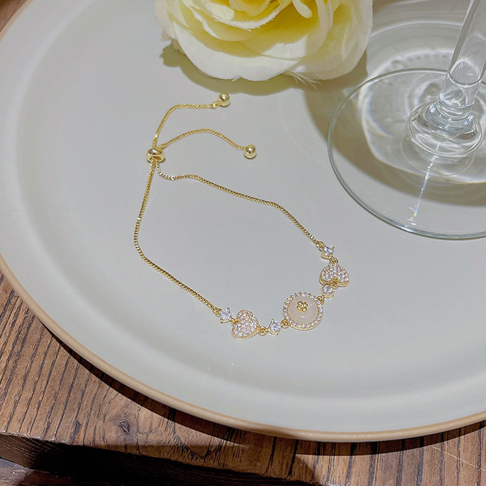 Style Elegant Copper Inlaid Zircon Female Summer Niche Design Bracelets