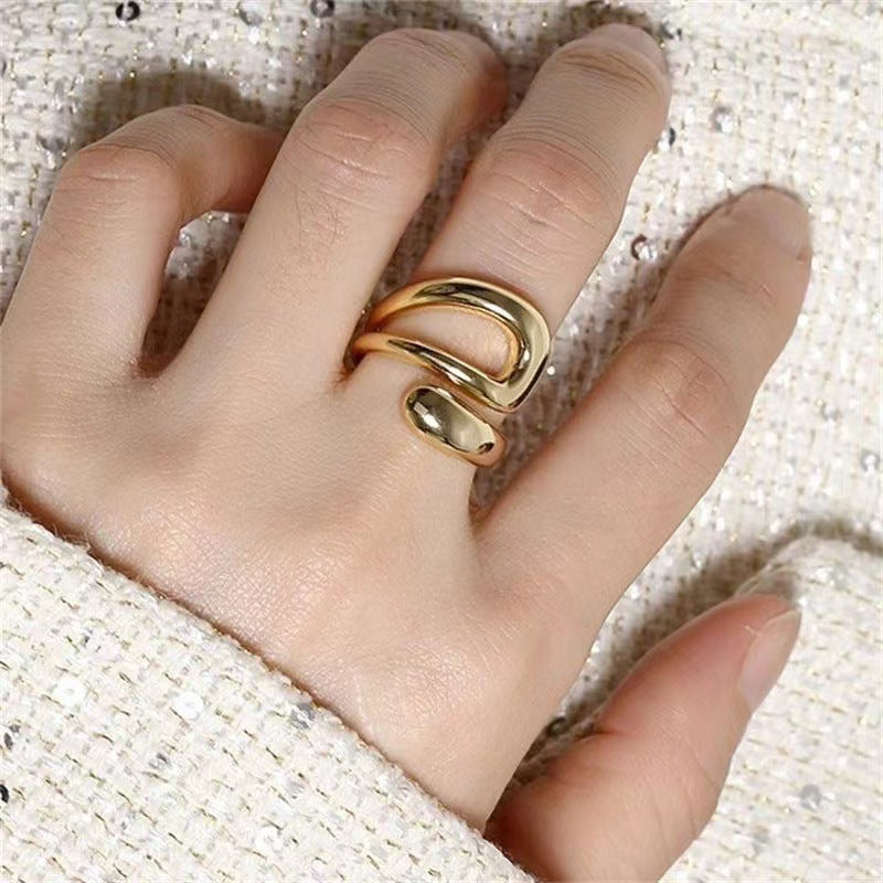 Women's Style Design Glossy Cross Irregular Drop-shaped Geometric Rings