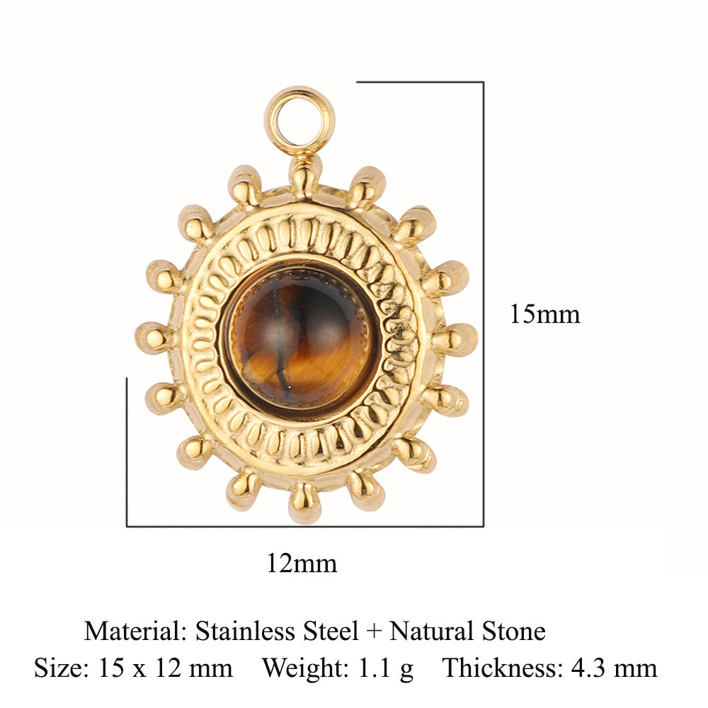 Bohemian Natural Stone Titanium Steel Jewelry Pendants