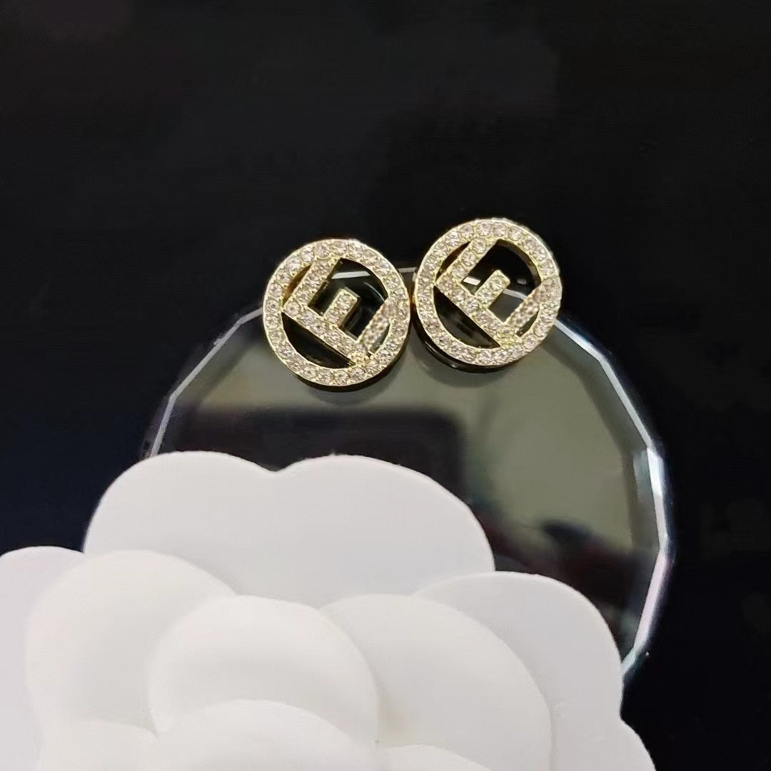 Women's & Men's Quality Collection Trending Rhinestone Letters Sier Earrings