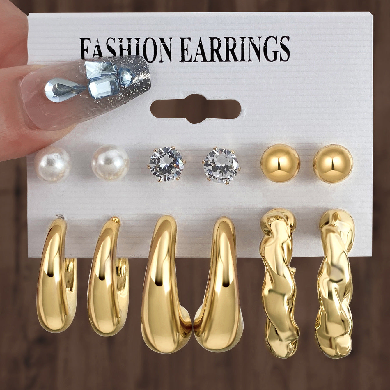 Golden Personality Water Drop Creative Complex Earrings