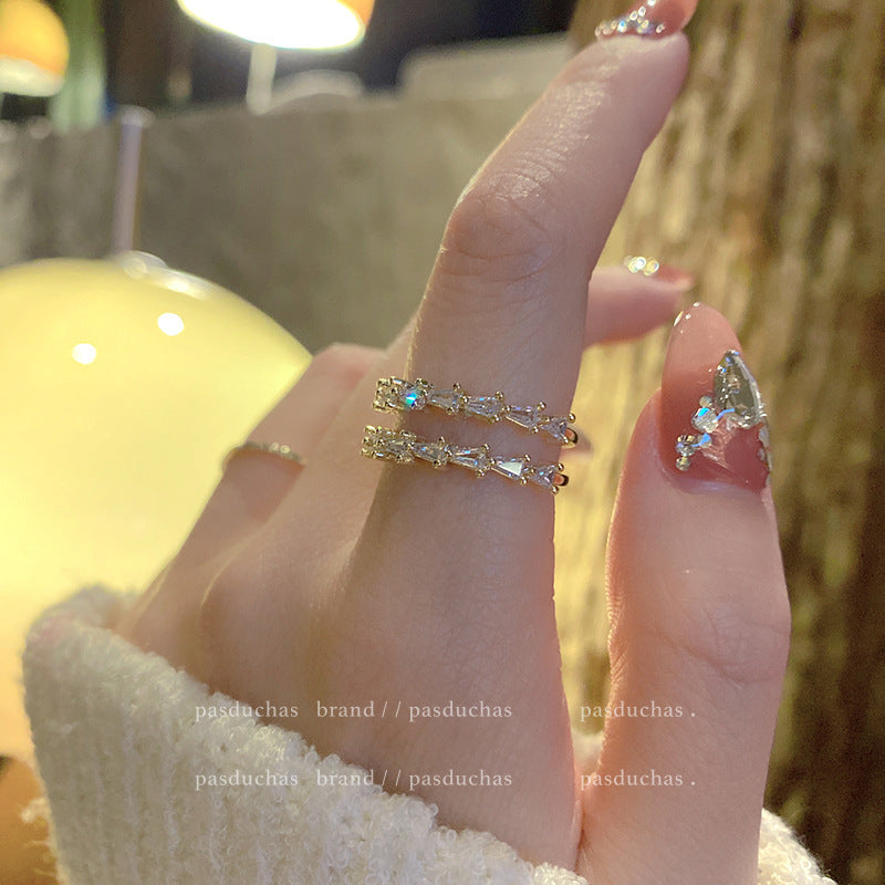 Super Shiny Light Luxury Full Zirconium Open Rings