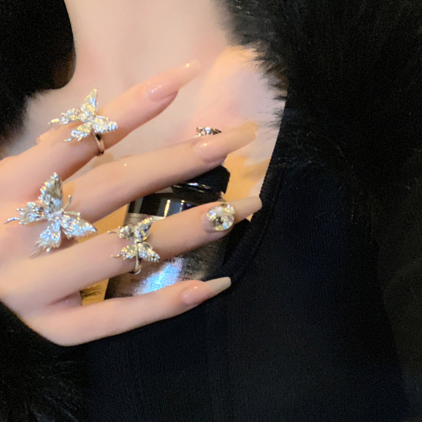 Women's Design Pleated Cold Wind Dark Series Rings