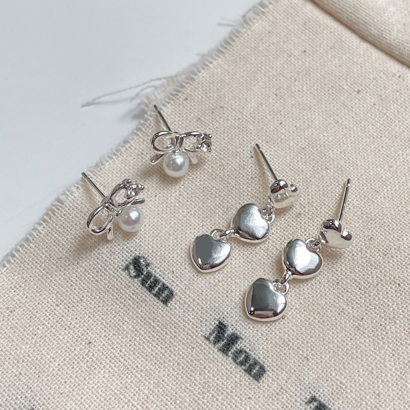 Women's Simple Compact Love Eardrops Sier Needle Elegant Earrings