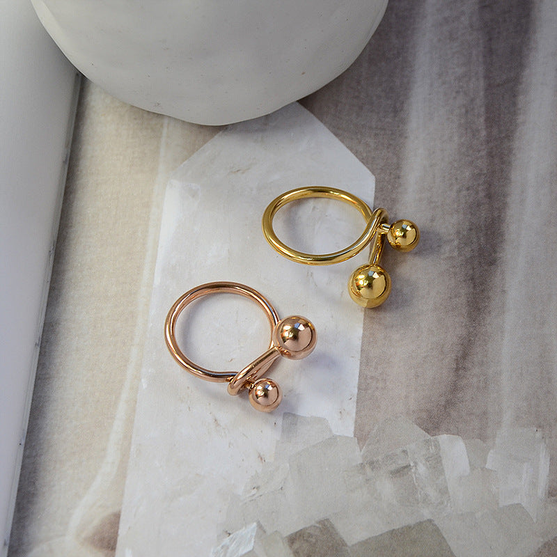 Creative Line Art Double Round Ball Rings