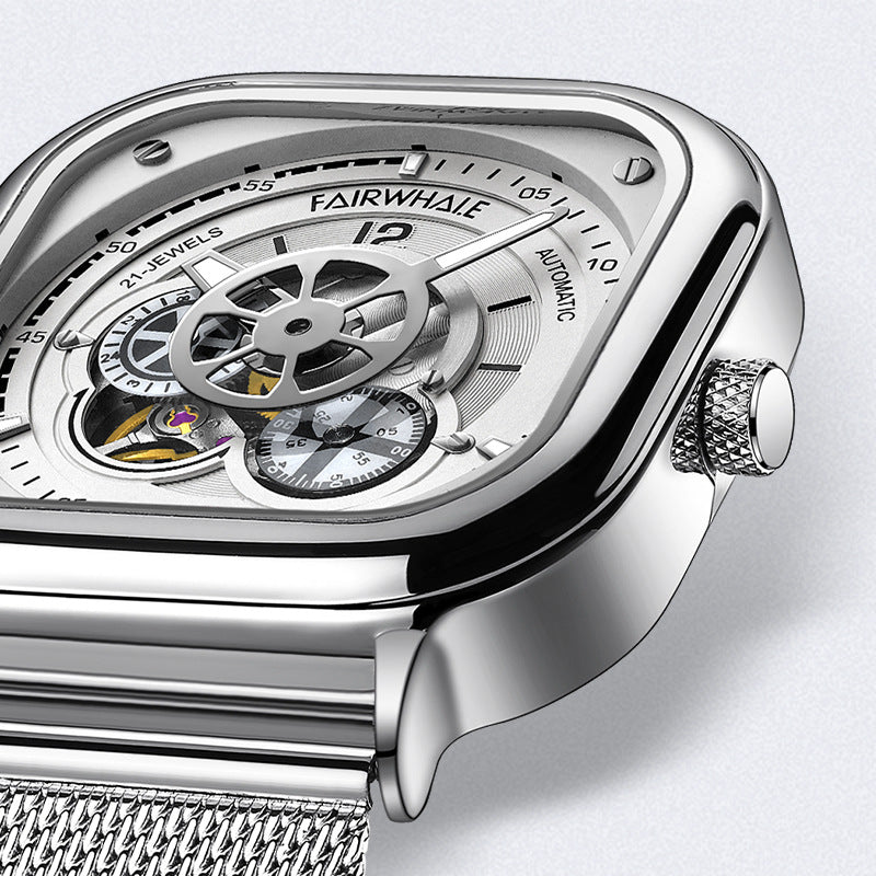 Watch Square Casual Hollow Large Dial Mechanical Watches