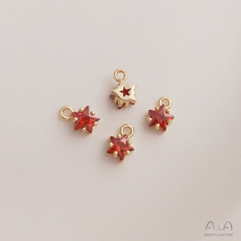 Color Pentagram Zircon Birthstone Lucky Stone Pendants