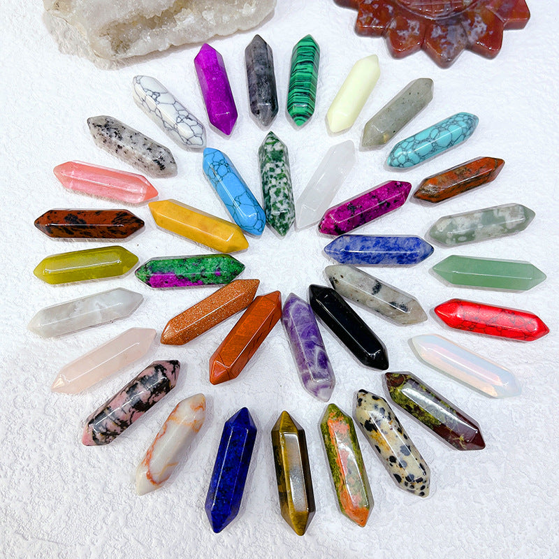 Stone Crystal Bullet Double Pointed Hexagon Prism Pendants