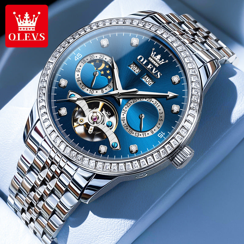 Men's Watch Multifunctional Moon Phase Casual Mechanical Watches