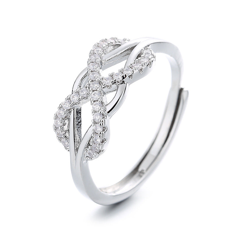 Women's Line Cross Inverted Word Hollow Design Rings