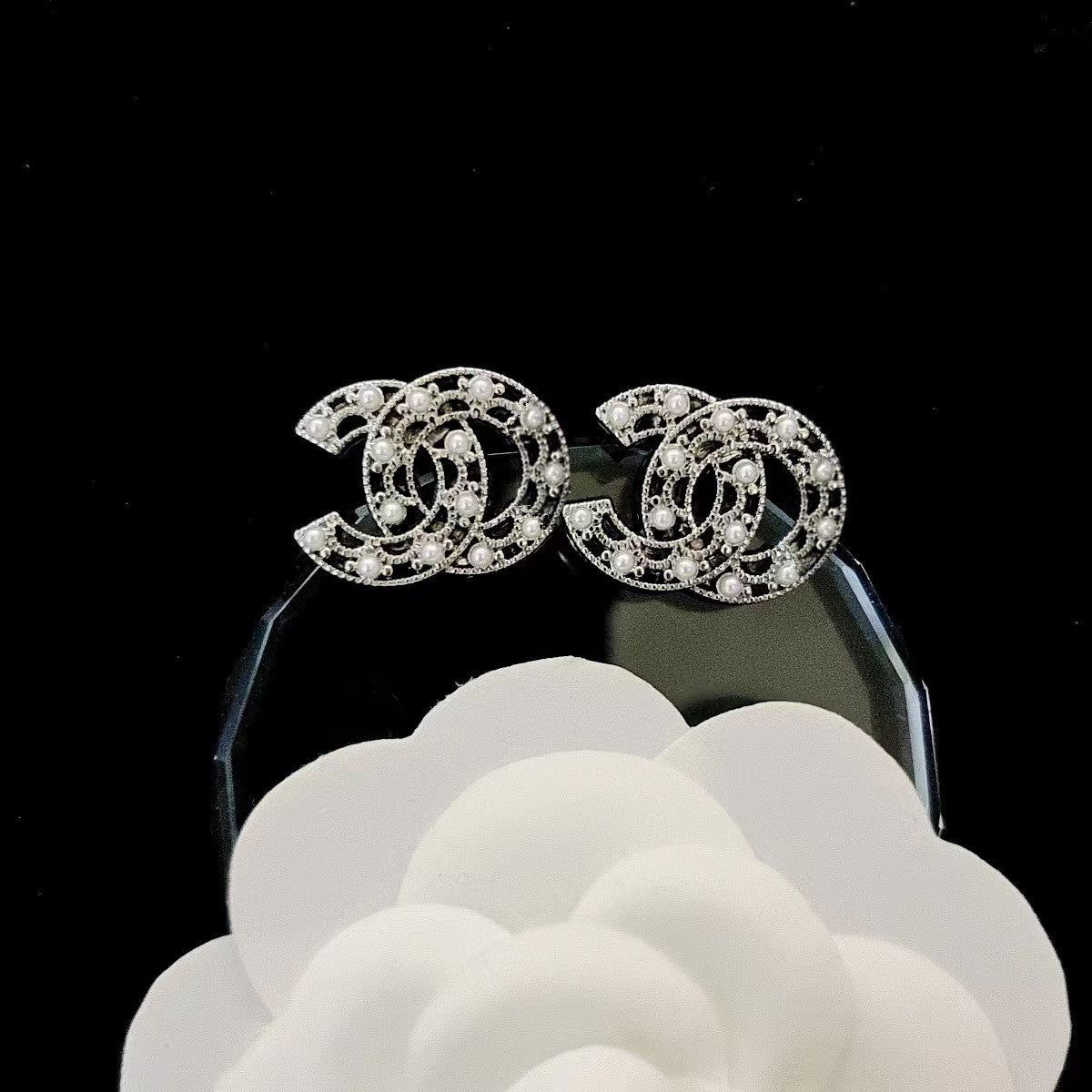 Women's & Men's Quality Collection Trending Rhinestone Letters Sier Earrings