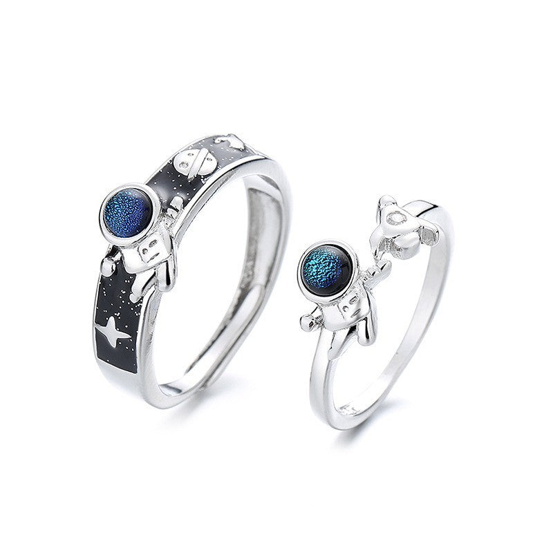 Astronaut Couple Trend Open-end Personality Birthday Rings
