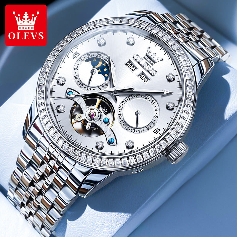 Men's Watch Multifunctional Moon Phase Casual Mechanical Watches