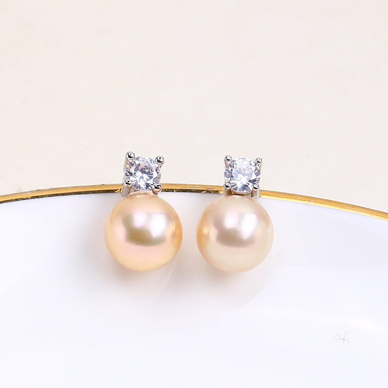 Gold-plated Pearl Accessories Micro Inlaid Zircon Earrings