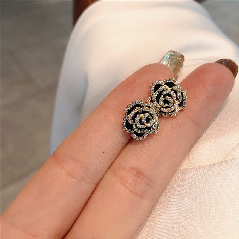 Sier Needle Elegant Camellia Korean Style Earrings