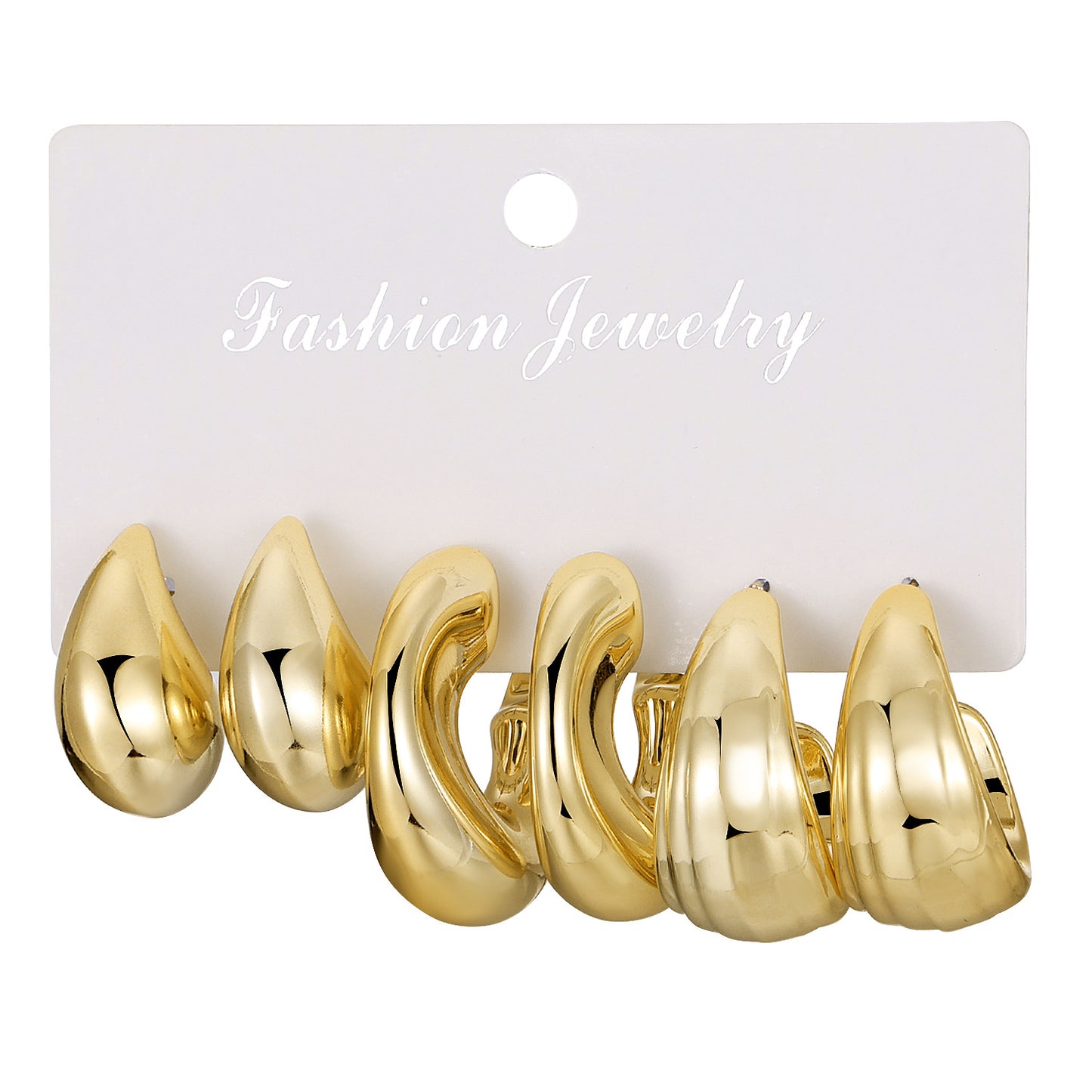 Type Irregular Card Set White Gold Color Earrings