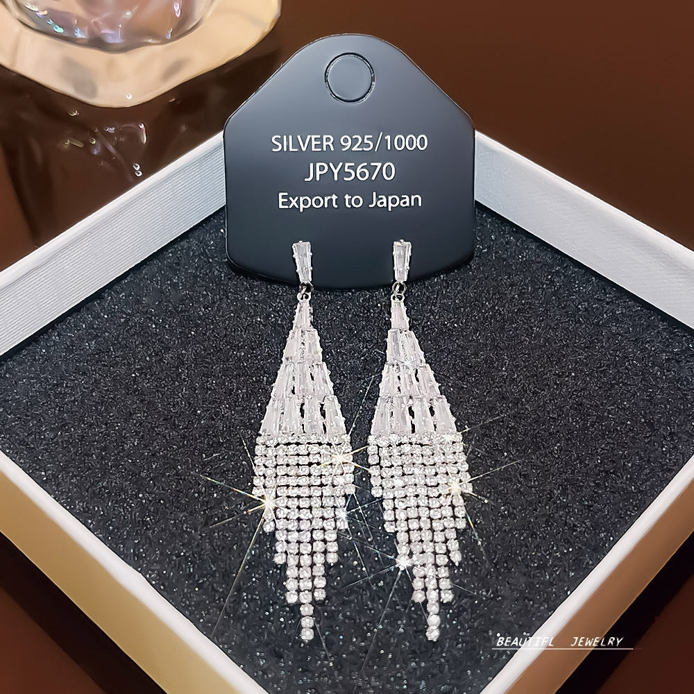 Women's Zircon Tassel High-grade Light Luxury Delicate Earrings