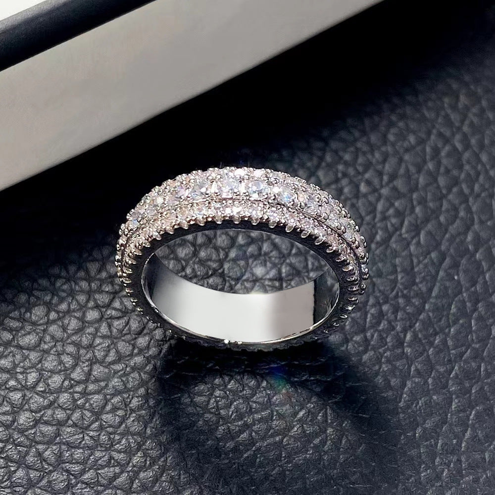 Women's Simple Three Rows Jewelry Fashion Bridal Rings