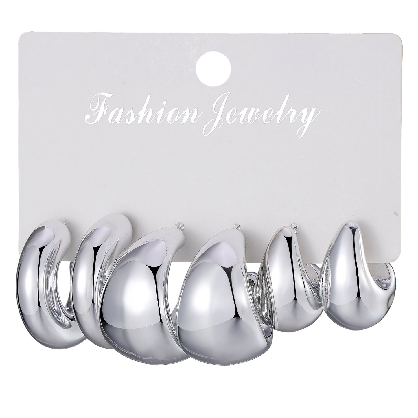 Type Irregular Card Set White Gold Color Earrings