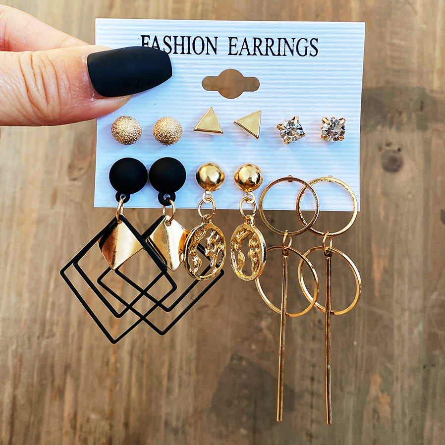 Suit Pair Creative Simple Diamond Geometric Earrings
