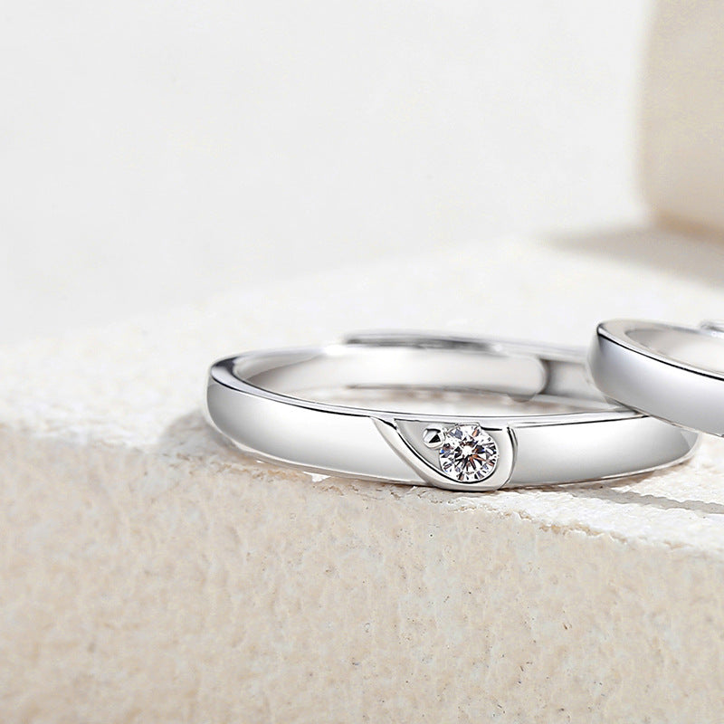 Women's & Men's Love Couple Simple Platinum Sier Versatile Rings