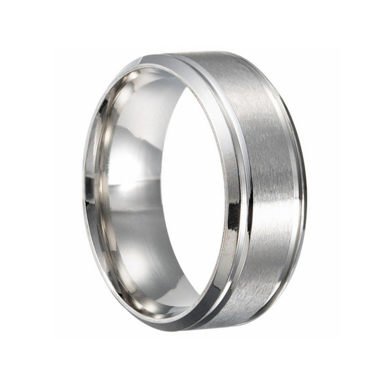 Men's Stainless Steel Wide Matte Double Beveled Rings