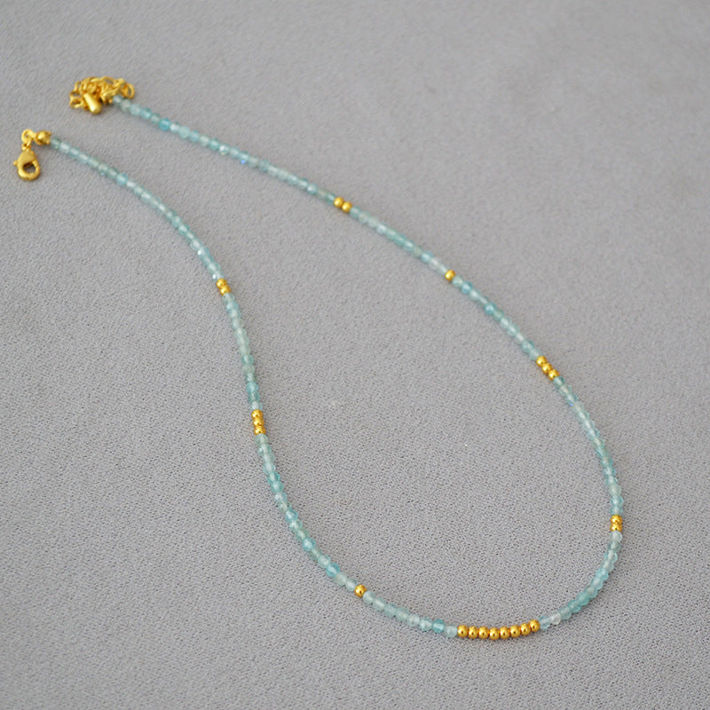 Fresh Elegant Minority Simple Aquamarine Real Necklaces
