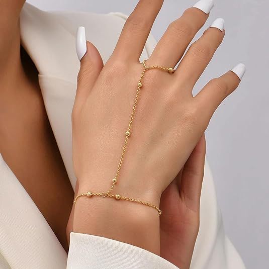 Women's Fashion Style Golden Finger Chain Bracelets