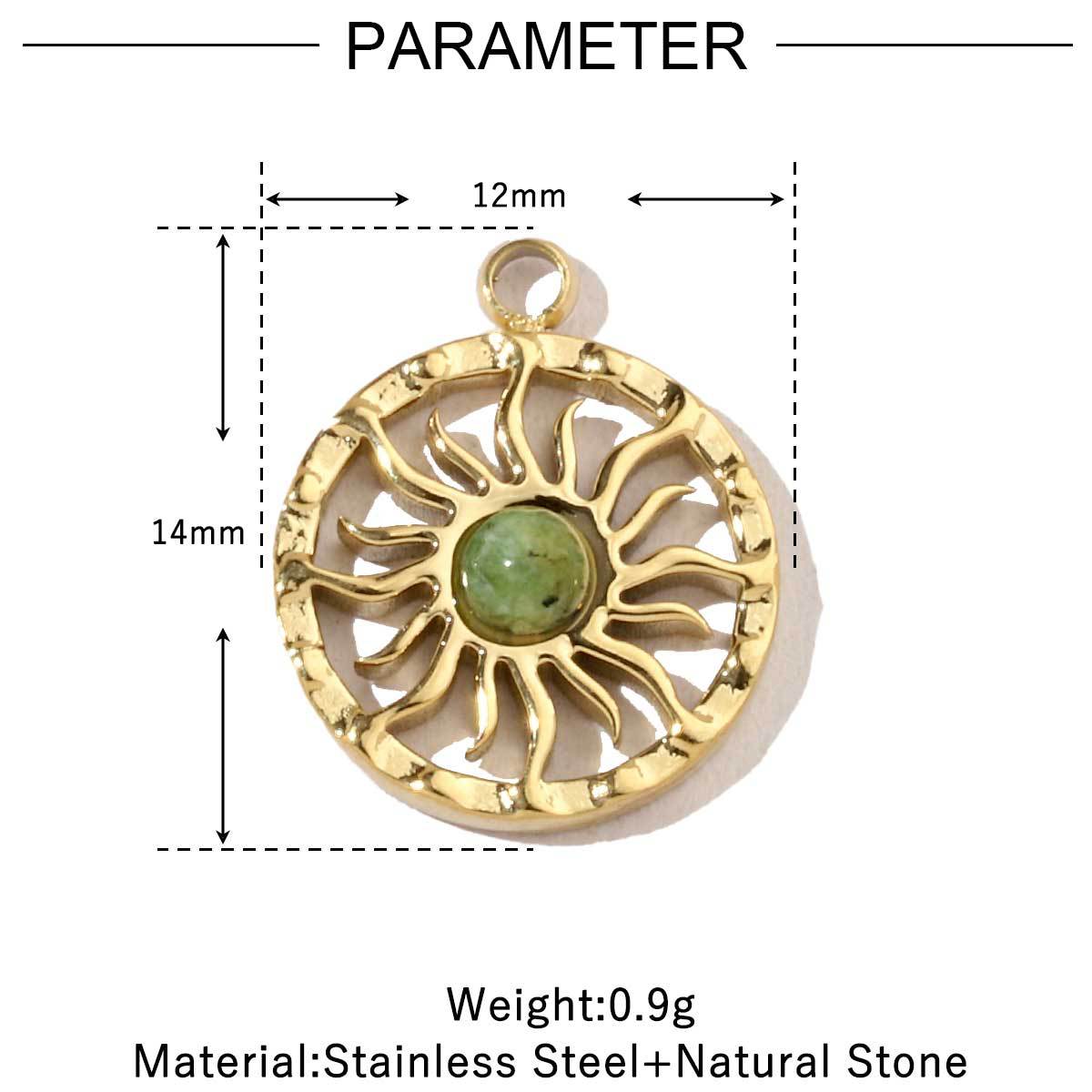 Women's Sun Natural Stone Titanium Steel Gold White Shell Pendants