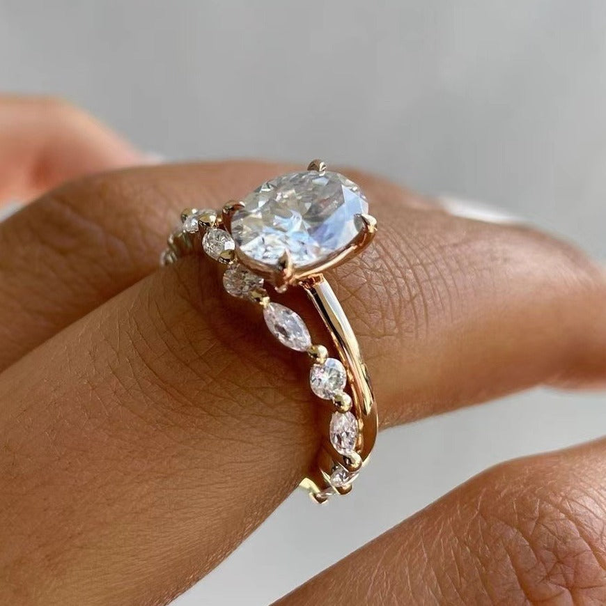 Simulation Moissanite Big Diamond Female Engagement Rings