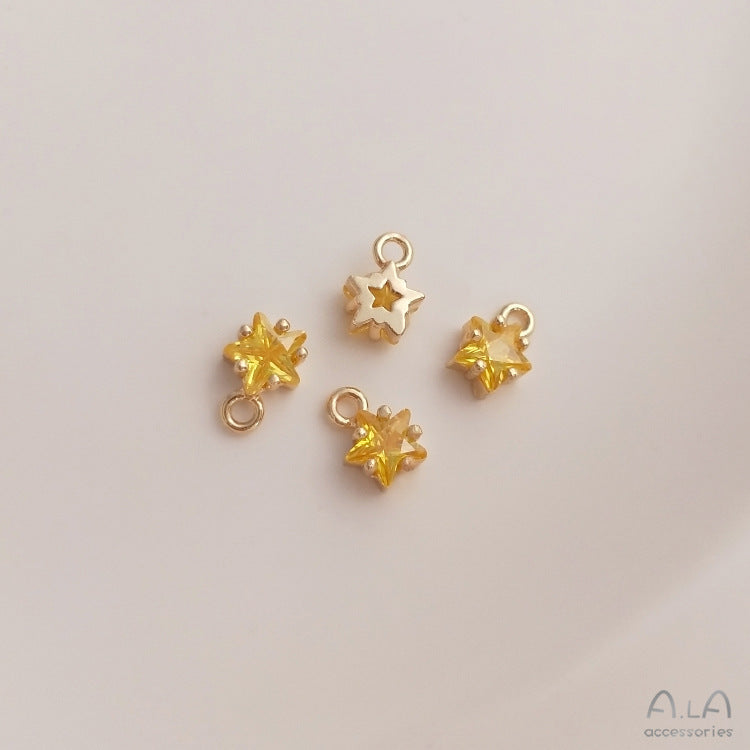 Color Pentagram Zircon Birthstone Lucky Stone Pendants